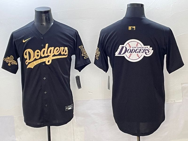 Men Los Angeles Dodgers Blank Black Gold Nike MLB Jersey style 0021->women mlb jersey->Women Jersey